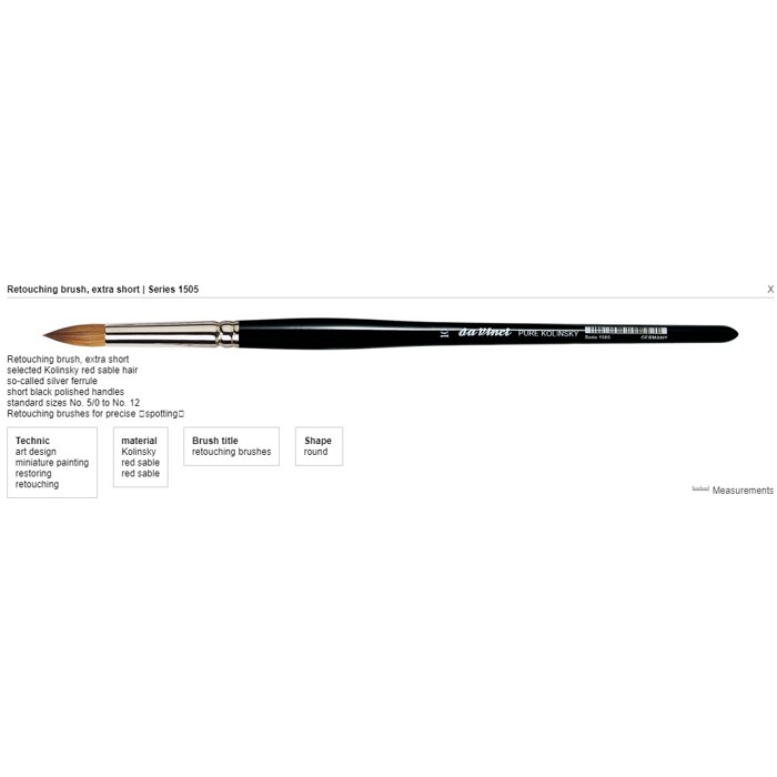 da Vinci Retouching brush, extra short | Series 1505 Size 1